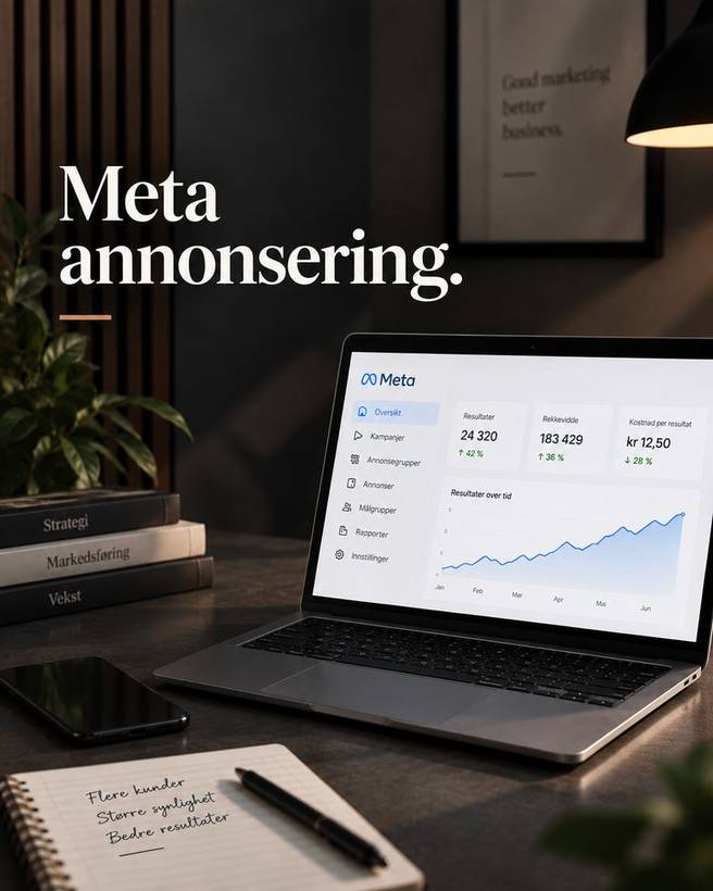 Meta-annonsering — annonsepanel på laptop